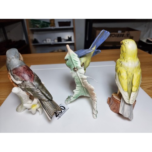 230 - Collection of 3x vintage hand painted porcelain figures of a Chaffinch, Blue Titmouse & a Canary, tw... 