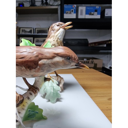 232 - Collection of 3x vintage hand painted porcelain figures of a Nightingale, Blackbird, Song Thrush. Tw... 