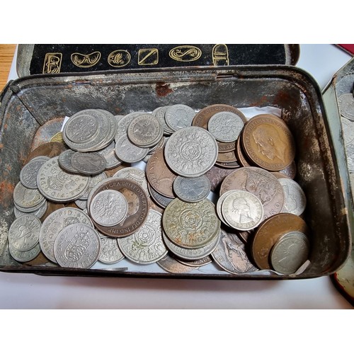 247 - Two collectable tins containing large qty of various vintage British coins.