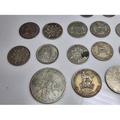 249 - Large collection of approx. 29x silver British coins all PRE-1947 to include qty of shillings sixpen... 