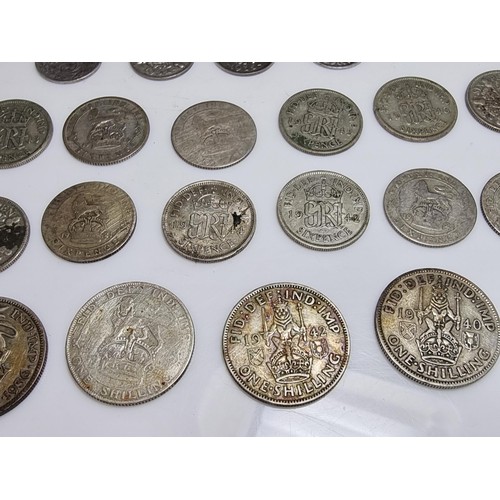 249 - Large collection of approx. 29x silver British coins all PRE-1947 to include qty of shillings sixpen... 