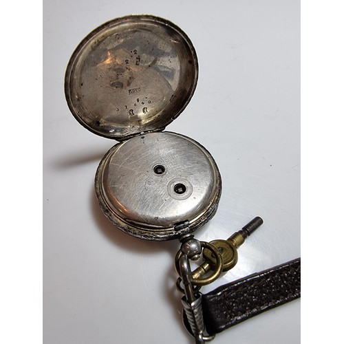 256 - Genuine Swiss hallmarked 935 silver fob watch. Featuring the Swiss bear hallmarks. Having a clean di... 