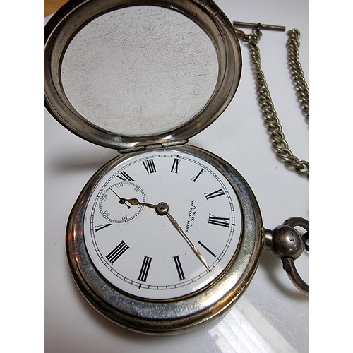 258 - Large chunky antique Waltham Mass hallmarked silver pocket watch. Hallmarked to Birmingham 1898. Mak... 