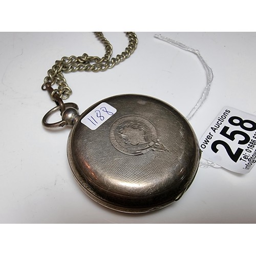 258 - Large chunky antique Waltham Mass hallmarked silver pocket watch. Hallmarked to Birmingham 1898. Mak... 