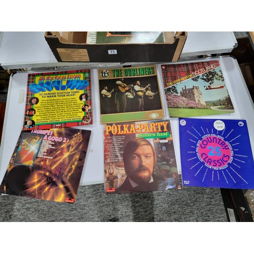 71 - Large quantity of 36x LP vinyl records, inc James Last, The Dubliners, Scottish Bag Pipes etc