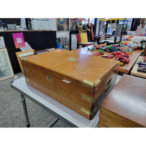 86 - 2x empty cutlery canteen boxes inc a George Butler & Co box with brass banding to the edges and hand... 