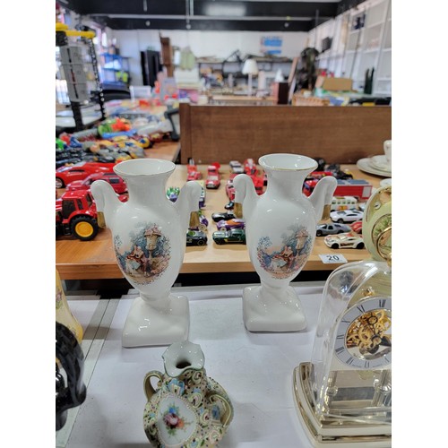 92 - Quantity of ceramic items inc 2x ceramic urns with vintage lovers scenes, an ornate small ceramic un... 