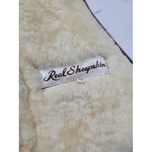 102 - Good quality real sheepskin coat wool lined and wool collar in good order size 44