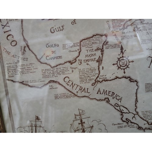 105 - Framed and glazed reproduction map of the Caribbean Sea printed by paperbook gallery height 45cm wid... 