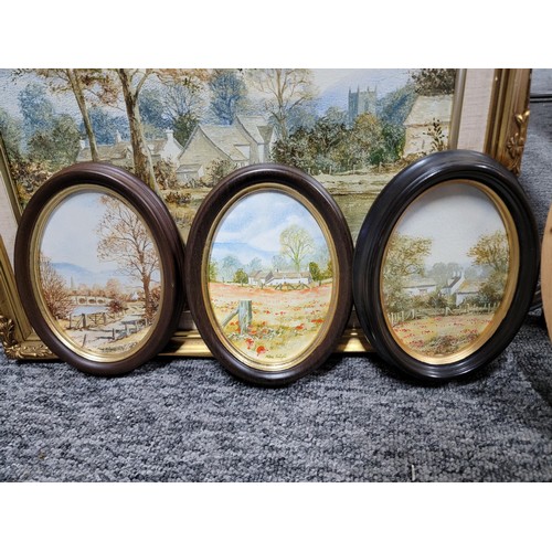 116 - Collection of 5x Mark Knight paintings of various country scenes, one in a gilt frame all are signed... 