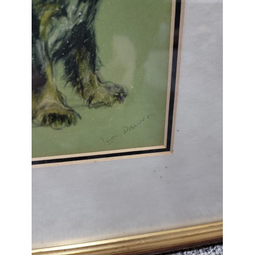 118 - Collection of 3x framed and glazed  pictures of dogs inc 2x originals one signed by Marion in pastel... 