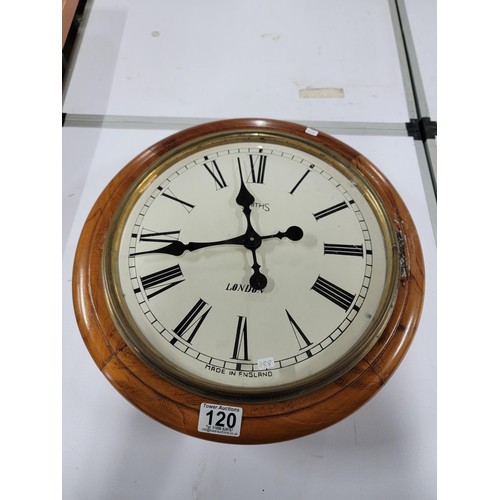 120 - Vintage postmasters clock in wood, movement has been removed and replaced with a quartz movement, gl... 