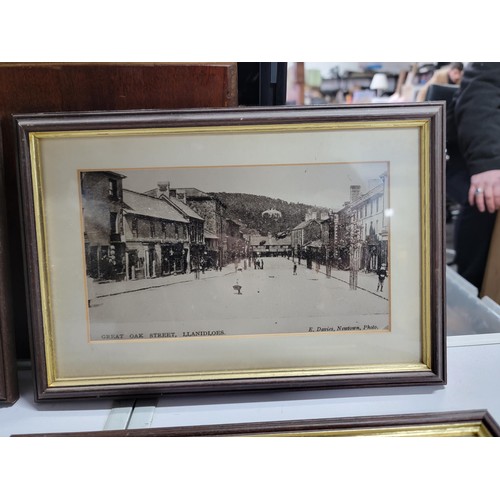 136 - 4x framed and glazed vintage photographs of Llanidloes inc Great Oak Street the market hall etc pict... 