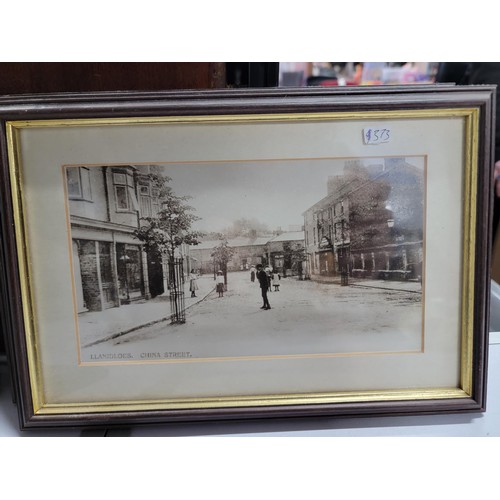 136 - 4x framed and glazed vintage photographs of Llanidloes inc Great Oak Street the market hall etc pict... 