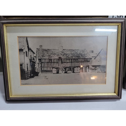 136 - 4x framed and glazed vintage photographs of Llanidloes inc Great Oak Street the market hall etc pict... 