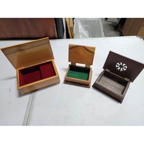 145 - Large quantity of various sized wooden trinket boxes inc hexagonal marquetry boxes, collection boxes... 