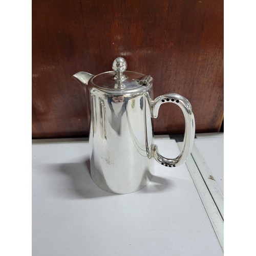 152 - Good quality silver plated tea set inc teapot, hot water pot, milk jug and sugar bowl all in good or... 