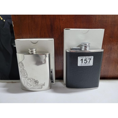 157 - Quantity of 5x hip flasks inc 2x in boxes all in good order