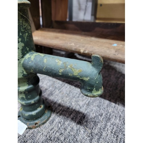 382 - Cast iron water pump 50cm high painted in green in good antique condition