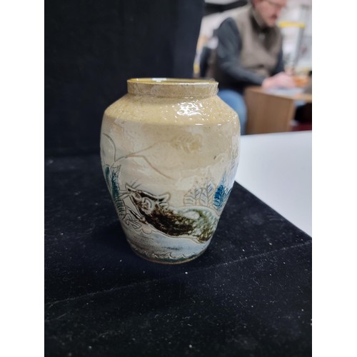 169 - Collection of Llanbrynmair pottery inc 2x vases, mug and a large bowl, all with flora, fauna and ani... 