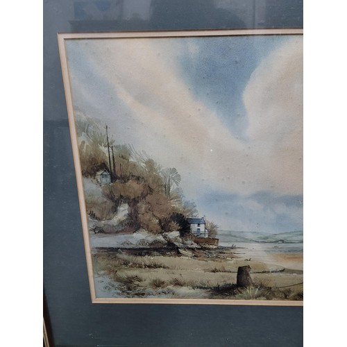 114 - Large framed and glazed original watercolour by David John Sweetingham, 'The Boat House Laugharne' w... 