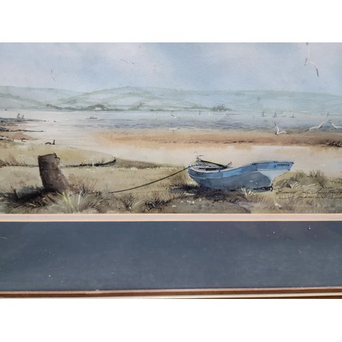 114 - Large framed and glazed original watercolour by David John Sweetingham, 'The Boat House Laugharne' w... 