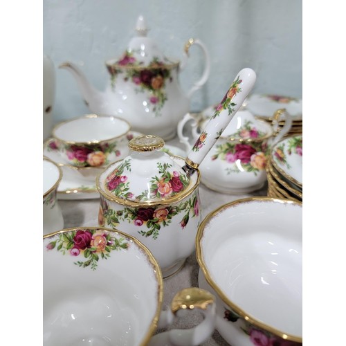 326 - 47x Royal Albert Old Country Roses tea set with accessories inc teapot, milk jug, sugar bowl, also i... 