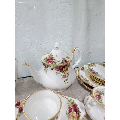 326 - 47x Royal Albert Old Country Roses tea set with accessories inc teapot, milk jug, sugar bowl, also i... 