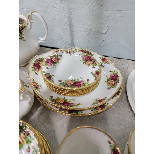 326 - 47x Royal Albert Old Country Roses tea set with accessories inc teapot, milk jug, sugar bowl, also i... 