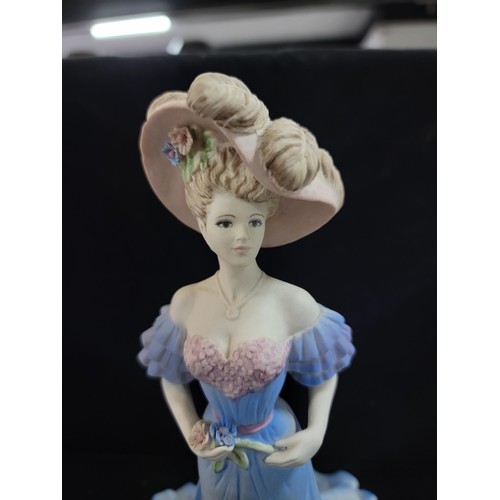 327 - 3x Coalport figurines inc a large blue Age of Elegance lady figure in flowing dress, Lady Alice at t... 