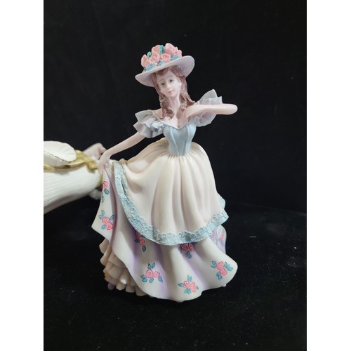 328 - Collection of 3x lady figurines inc Regancy Fine Arts 'Graceful', Leonardo Collection 'Victorian Ska... 