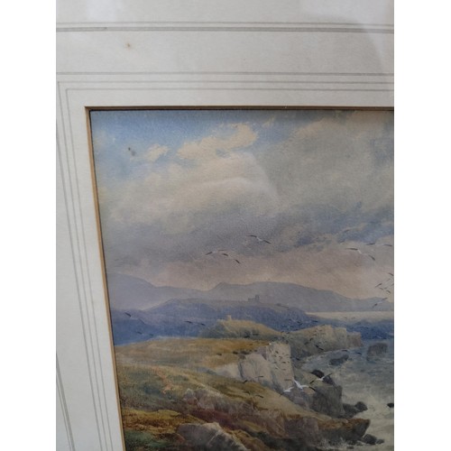 346 - Gilt framed and glazed original water colour by James B Smith (1822-1897) of  a view from the cliffs... 