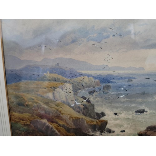 346 - Gilt framed and glazed original water colour by James B Smith (1822-1897) of  a view from the cliffs... 