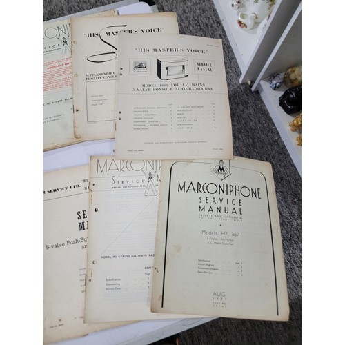 347 - Quantity of vintage Marconiphone and HMV service manuals for vintage audio.