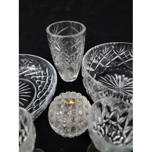 350 - Large quantity of collectables inc cut glass crystal bowls, wine glasses, a Ringtons Tea ornament gl... 