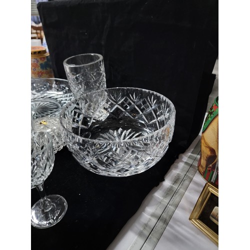 350 - Large quantity of collectables inc cut glass crystal bowls, wine glasses, a Ringtons Tea ornament gl... 