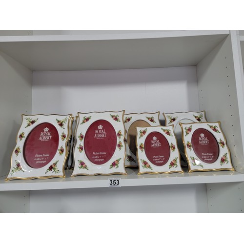 353 - Quantity of 8x Royal Albert Old country roses ceramic picture frames, all in good condition no chips... 