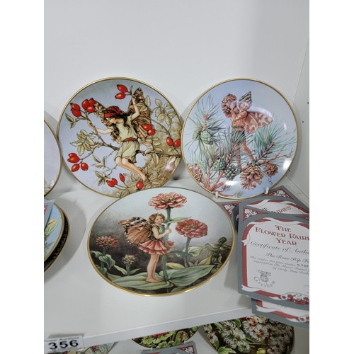 356 - Collection of 12x The Flowers Of The Year china plates designed by Cicely Mary Barker, all with COA'... 