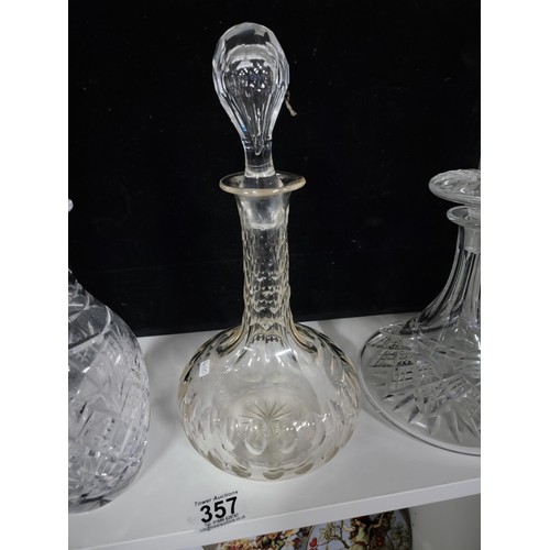 357 - 4x glass decanters inc 2x ships decanters inc a Thomas Webb decanter, cut glass crystal decanter and... 