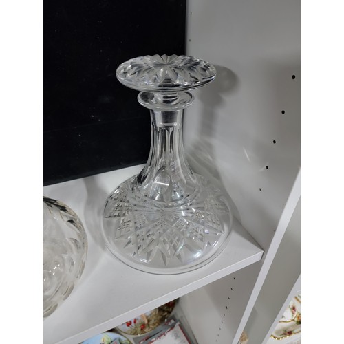 357 - 4x glass decanters inc 2x ships decanters inc a Thomas Webb decanter, cut glass crystal decanter and... 