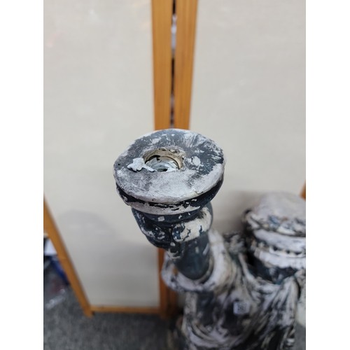 367 - Large resin Statue of Liberty well weathered, stamped to the base, missing the flame and crown, crac... 