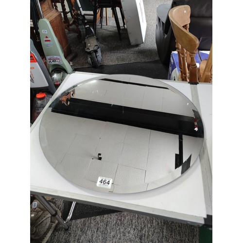 464 - 3x bevel edged mirrors, 2x circular 1x oval largest measures 59cm diameter