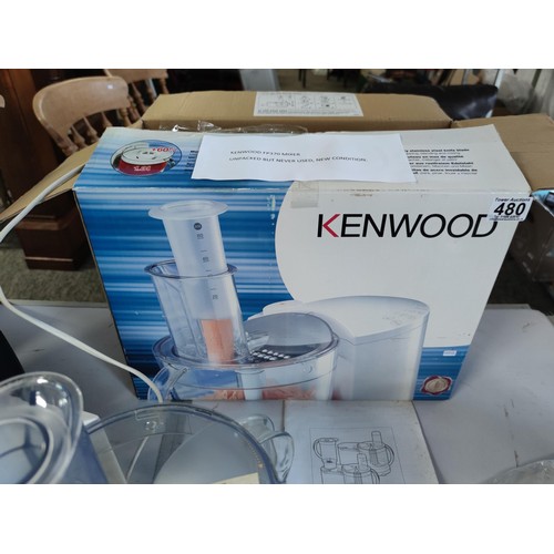 480 - Kenwood FP370 mixer unpacked but never used, new condition, complete with accessories, along with a ... 