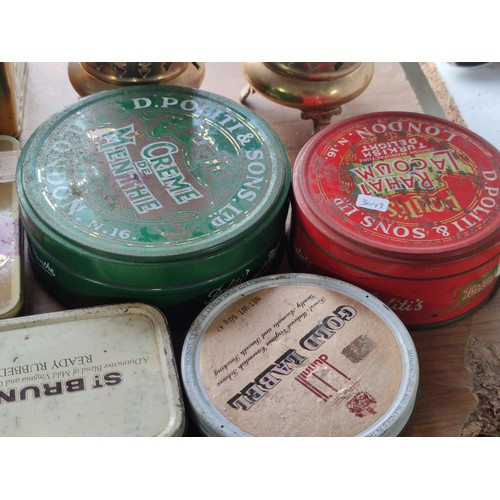 486 - Large quantity of collectables inc a quantity of 9x vintage tins mostly relating to tobacco, along w... 