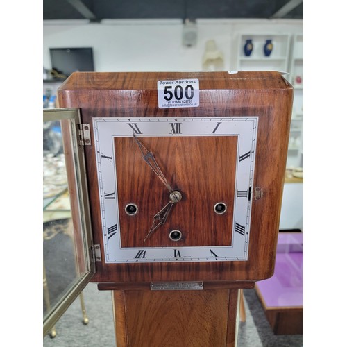 500 - Enfield Granddaughter clock chiming on gone rods complete with its unusual cylinder type pendulum  i... 