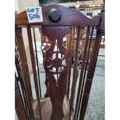 506 - Antique Edwardian stick umbrella stand of good proportions made of mahogany with Windsor wheel back ... 