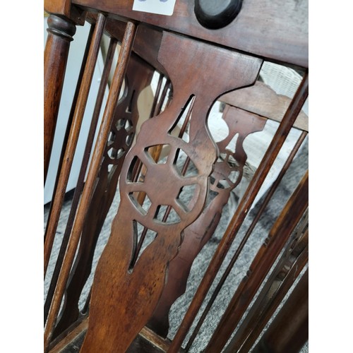 506 - Antique Edwardian stick umbrella stand of good proportions made of mahogany with Windsor wheel back ... 