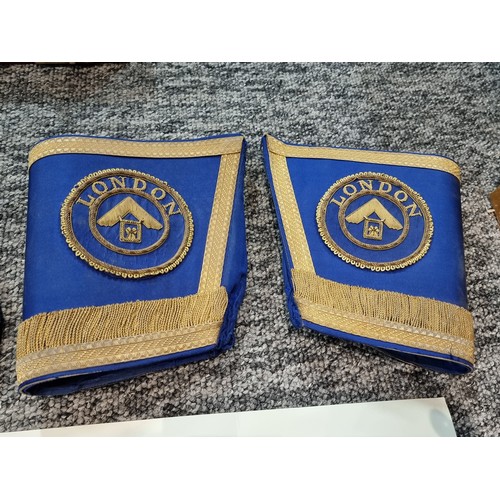 131 - Large qty of Masonic regalia to include 2x Masonic aprons one marked for London, a rose croix degree... 