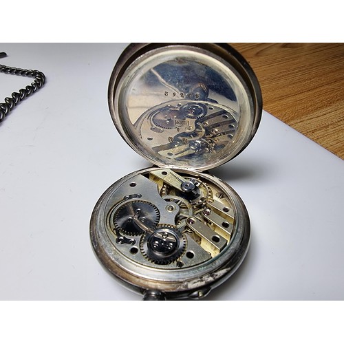 266 - Fine quality genuine Swiss hallmarked 935 silver half hunter pocket watch with a hallmarked silver p... 