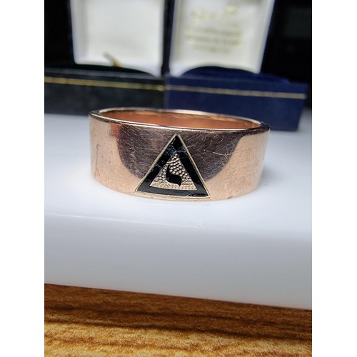 269 - Chunky 10ct. rose gold Masonic Scottish Rite Yod ring in excellent clean condition along with a Maso... 